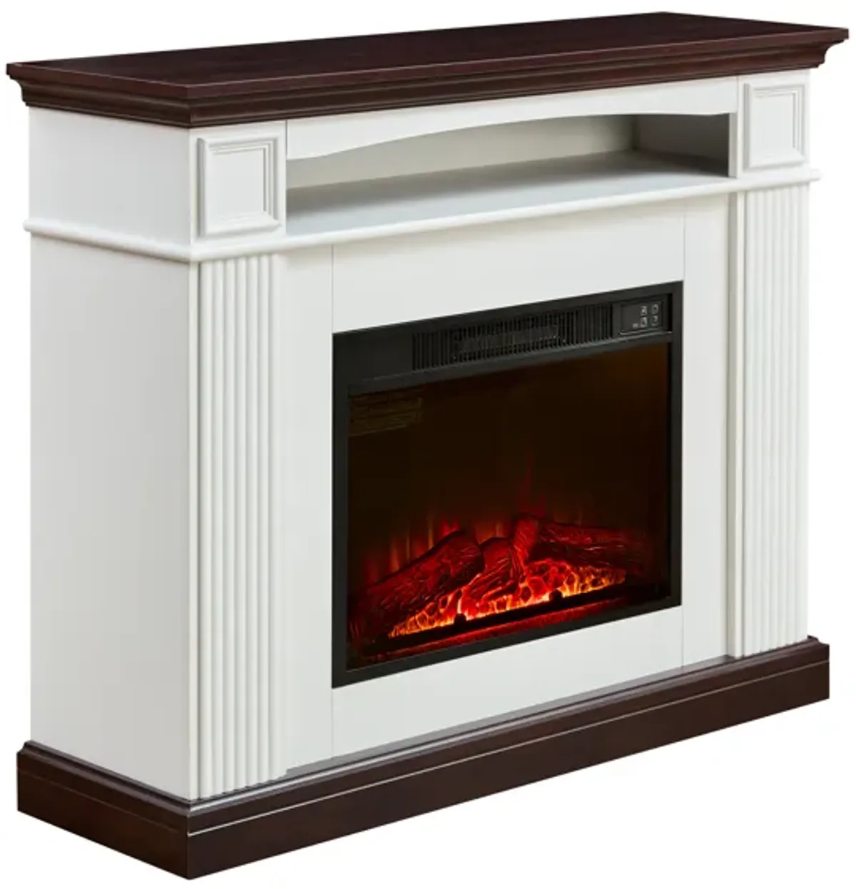 Gewnee Electric fireplace with mantel shelf, freestanding fireplace heater with LED flame, 23-inch fireplace insert in firebox for bedroom and living room