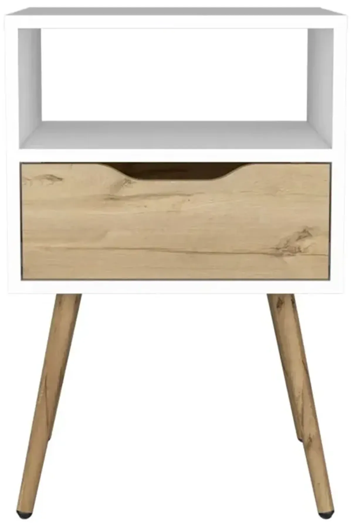 Hivvago Modern White and Light Oak Bedroom Nightstand