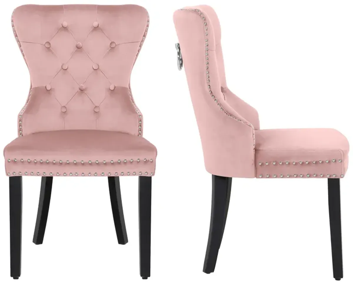 WestinTrends Velvet Upholstered Tufted Dining Chairs (Set of 2)