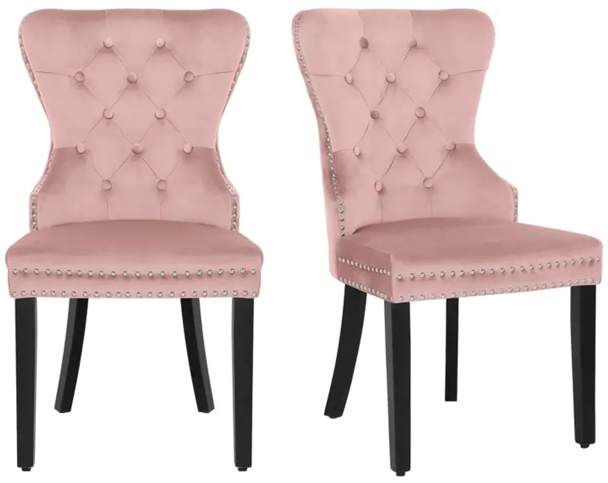 WestinTrends Velvet Upholstered Tufted Dining Chairs (Set of 2)