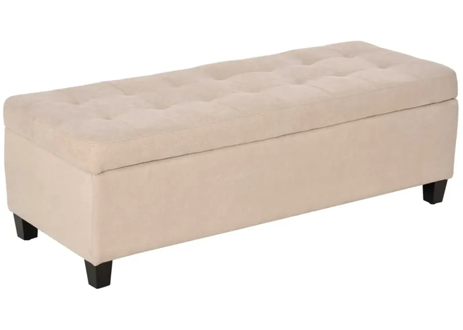 Elegant Beige Organizer: 49" Tufted Linen Ottoman Bench with Soft Close