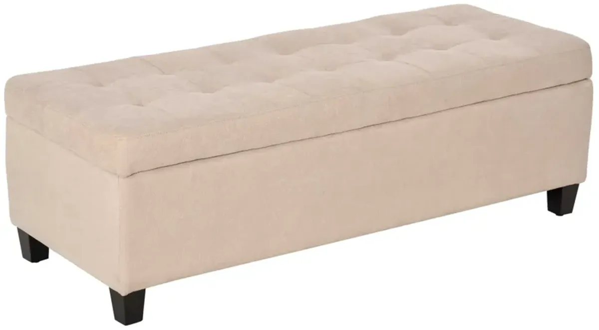 Elegant Beige Organizer: 49" Tufted Linen Ottoman Bench with Soft Close