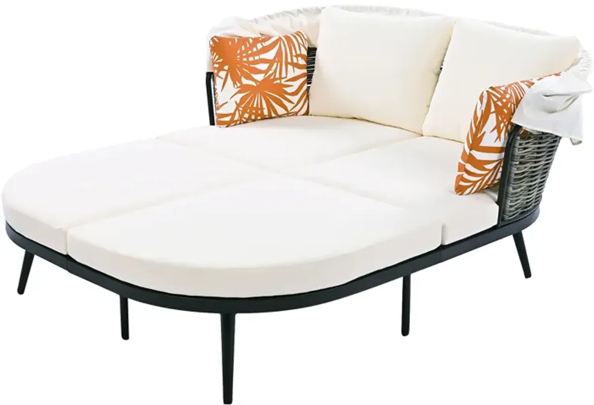 Merax Outdoor Patio Daybed with Retractable Canopy