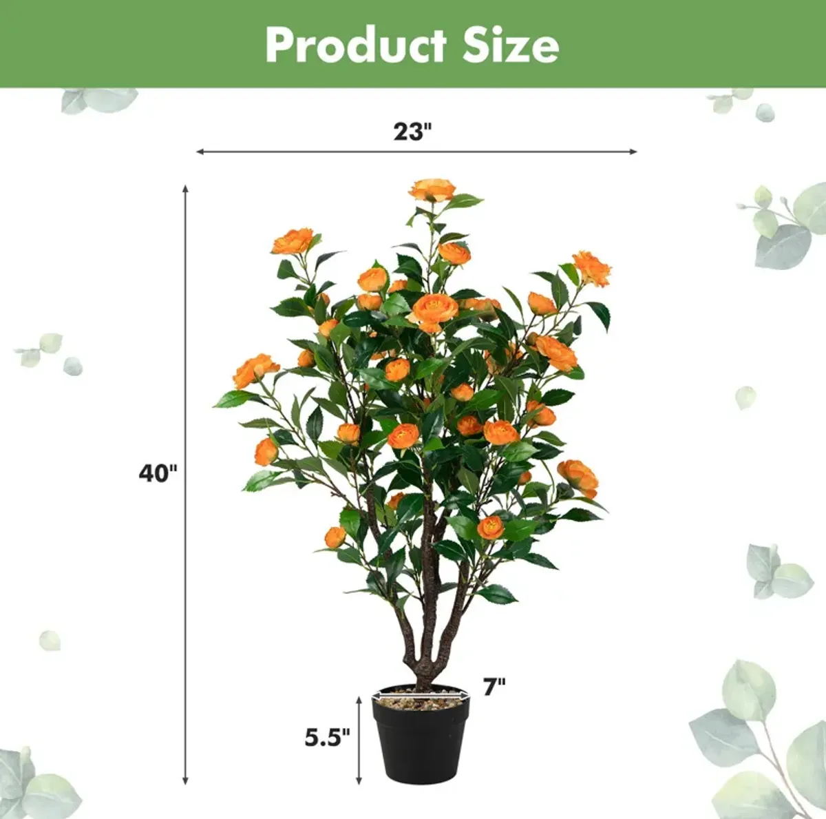 3.3 Feet Artificial Camellia Tree for Indoor and Outdoor