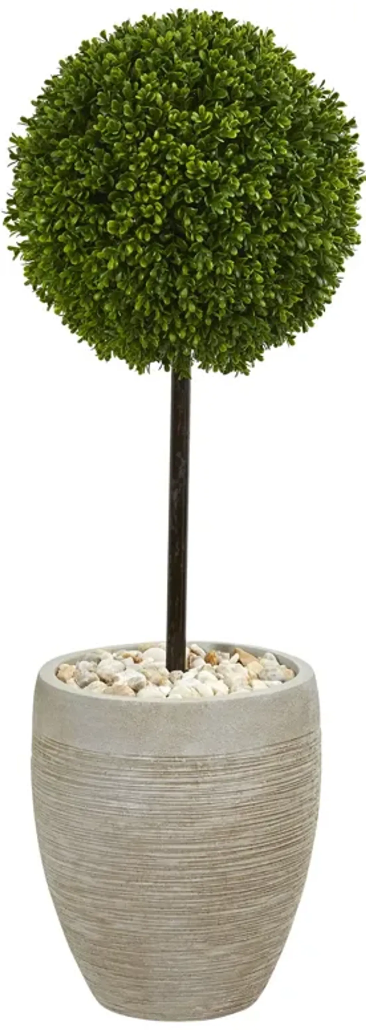 Hivvago 3 Feet Boxwood Ball Topiary Artificial Tree in Oval Planter UV Resistant (Indoor/Outdoor)
