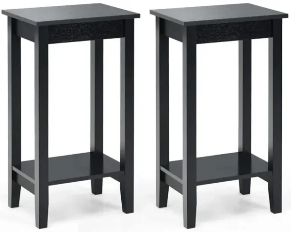 Set of 2 Versatile 2-Tier End Table with Storage Shelf