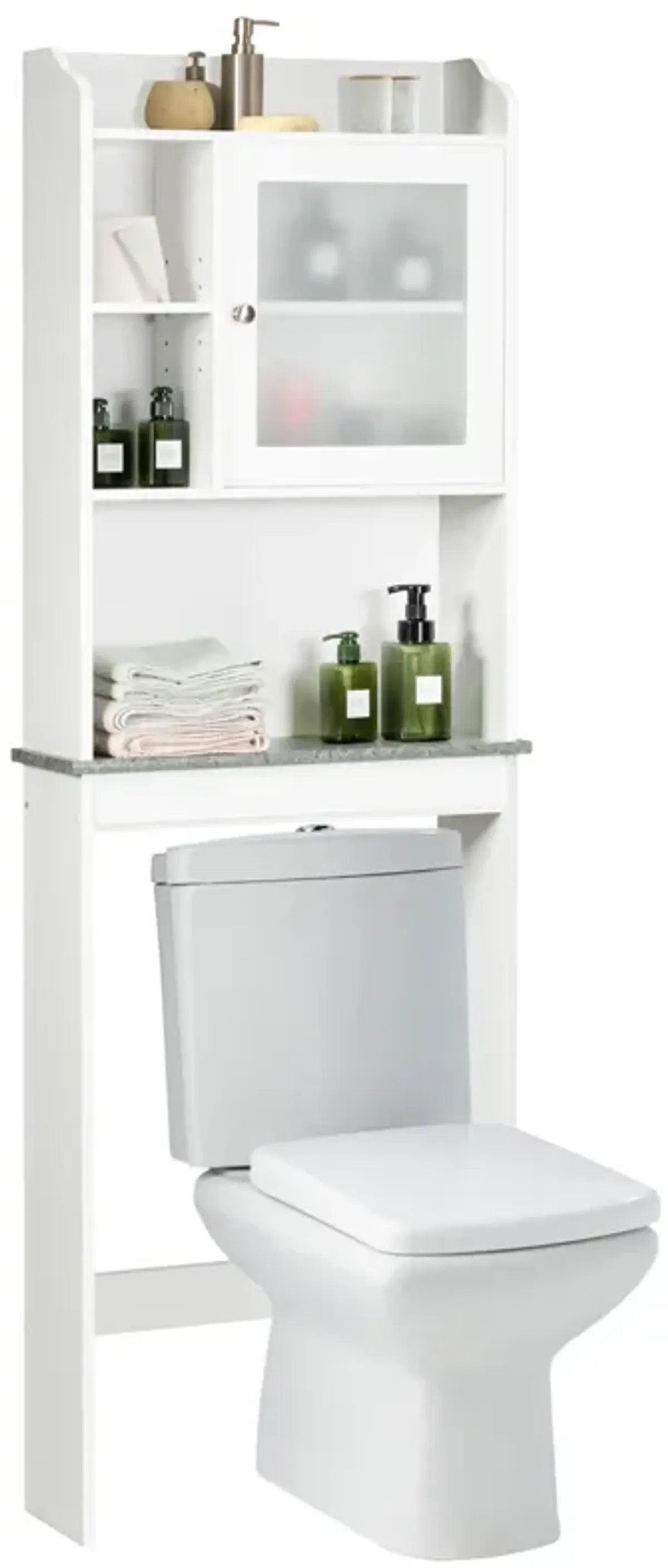 Costway Over-the-Toilet Bath Cabinet Bathroom Space Saver Storage Organizer White