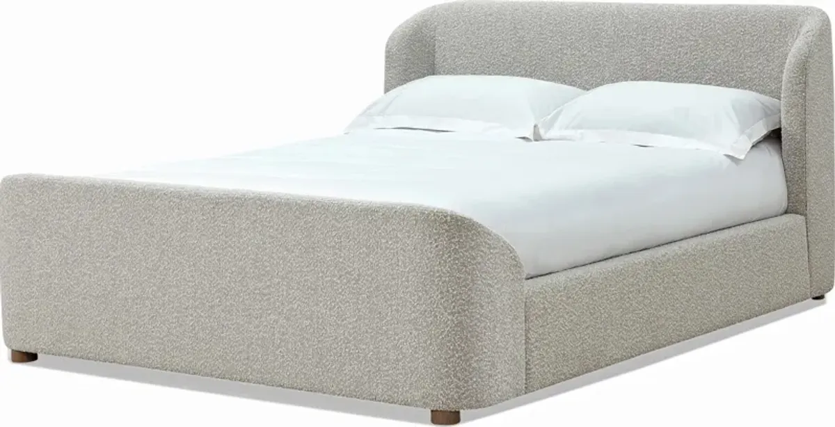 Kiki Full-size Upholstered Platform Bed in Cotton Ball Boucle