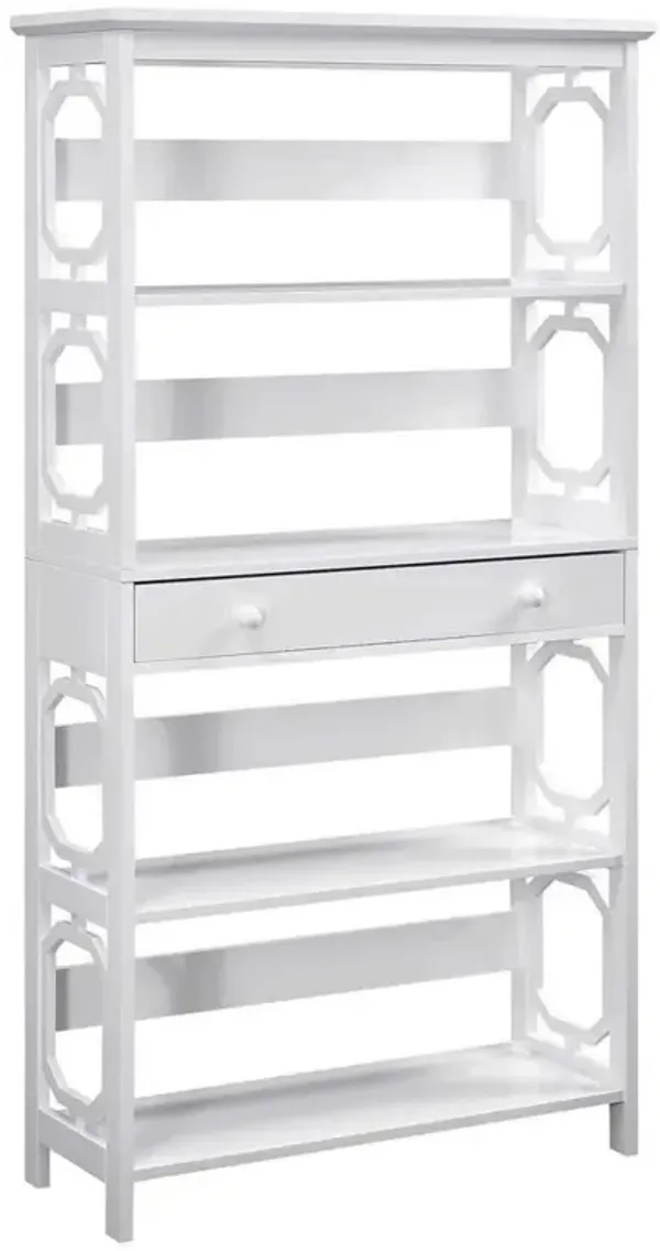 Convenience Concepts Omega 5 Tier Bookcase with Drawer, White