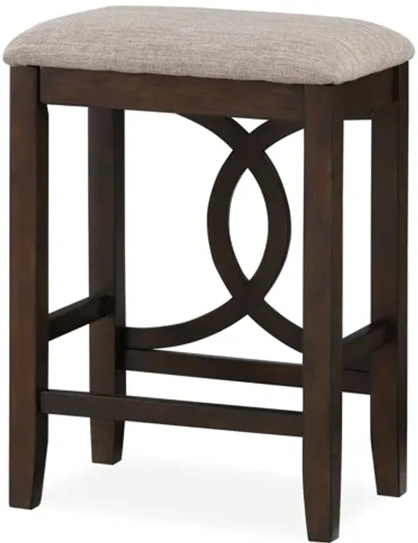 Ruth 25 Inch Counter Height Stool Set of 2, Beige Polyester Padded, Brown - Benzara