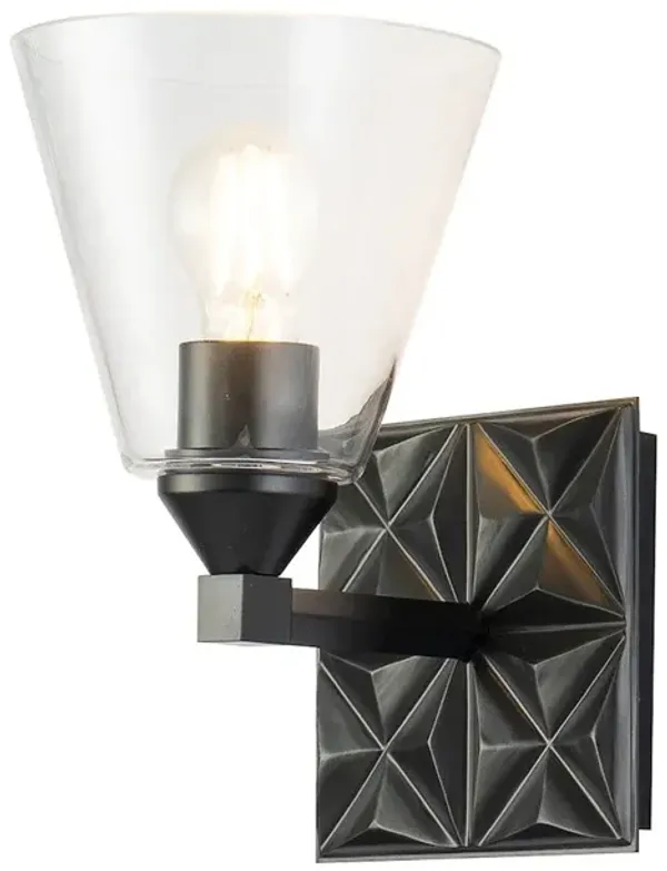 Lucas McKearn Alpha 1 Light Wall Sconce With Glass in Matte Black