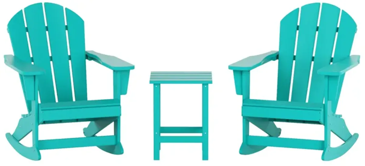 WestinTrends 3-Piece Outdoor Patio Rocking Adirondack Chairs with Side Table Set