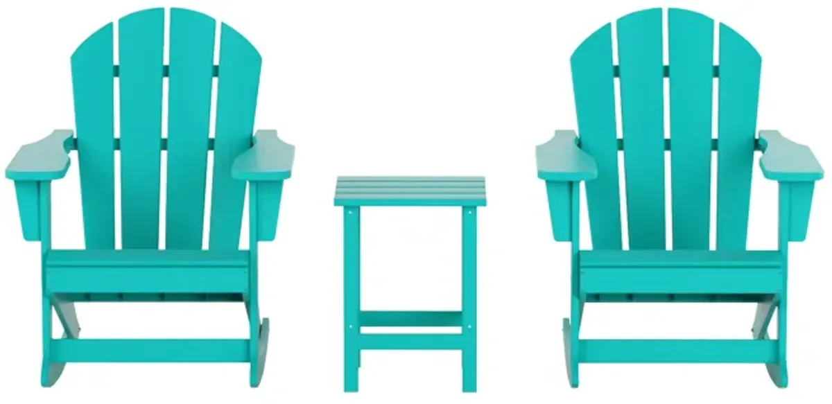 WestinTrends 3-Piece Outdoor Patio Rocking Adirondack Chairs with Side Table Set