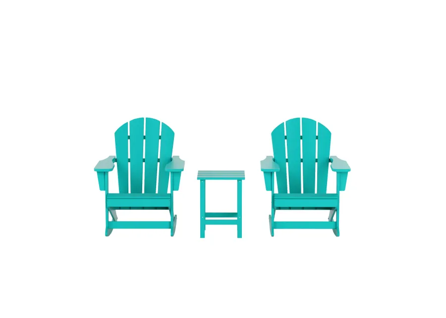 WestinTrends 3-Piece Outdoor Patio Rocking Adirondack Chairs with Side Table Set