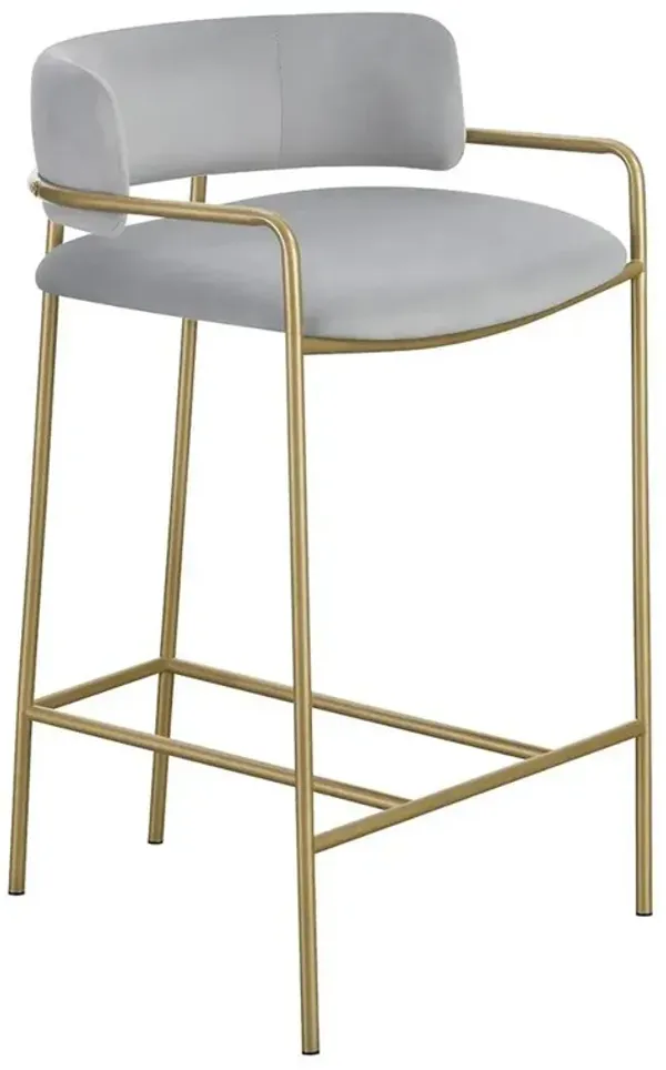 Comstock Upholstered Low Back Stool Grey and Gold