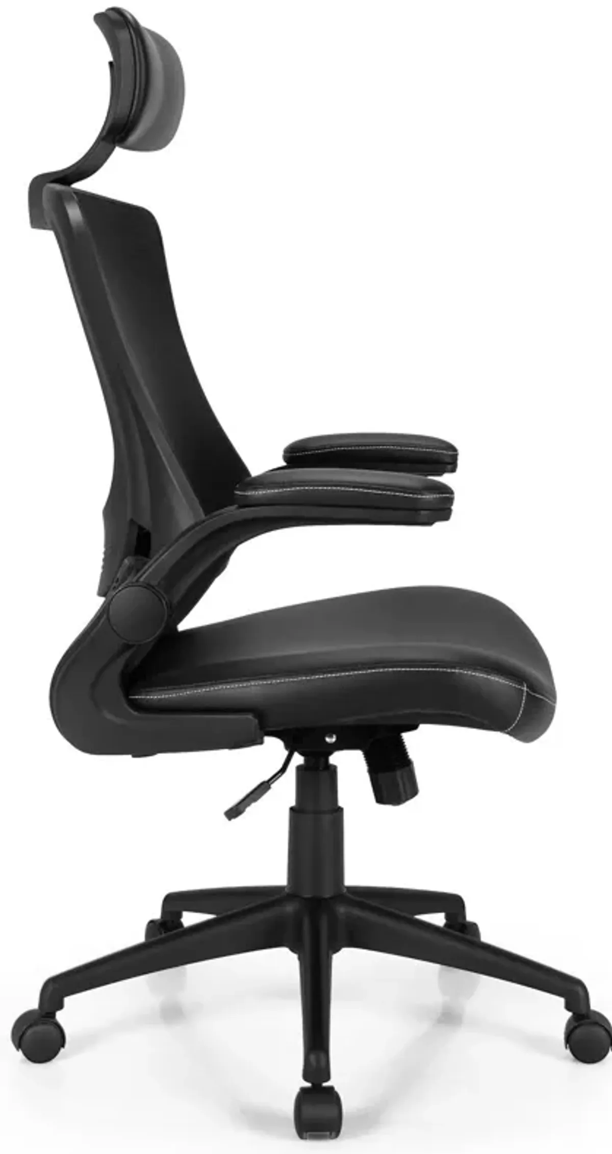 High-Back Executive Chair with Adjustable Lumbar Support and Headrest-Black