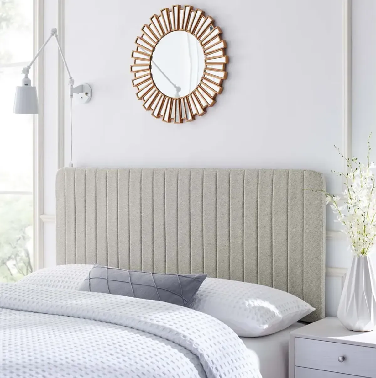 Modway - Milenna Channel Tufted Upholstered Fabric Full/Queen Headboard