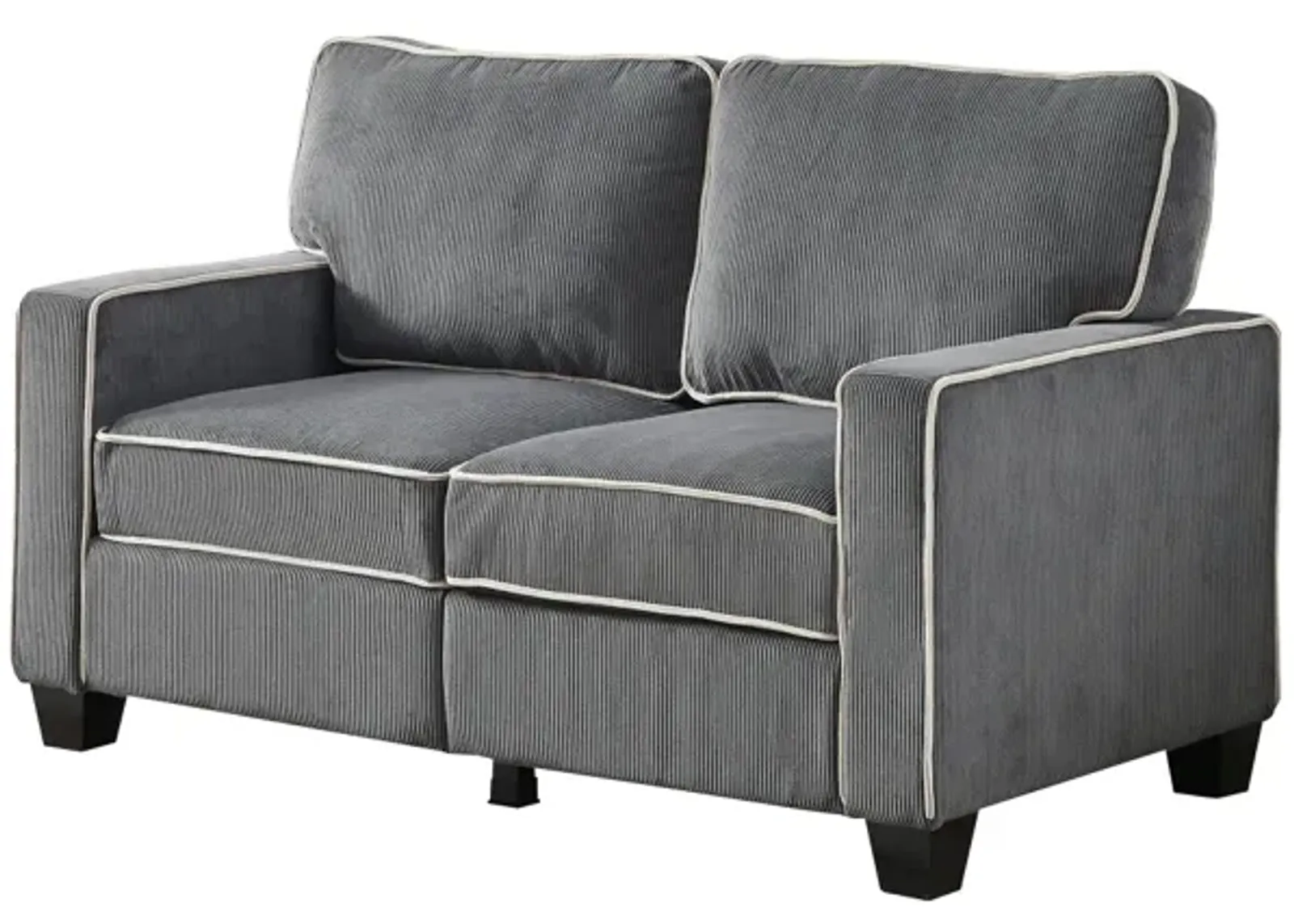 Living Room Sofa Loveseat With Storage Dark Grey Corduroy