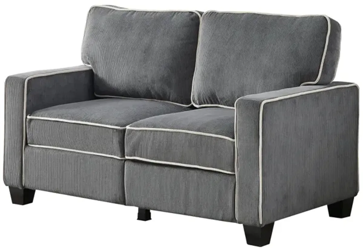 Living Room Sofa Loveseat With Storage Dark Grey Corduroy