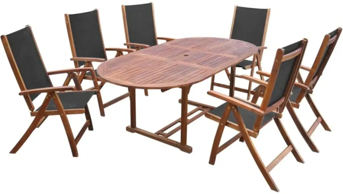 vidaXL 7 Piece Outdoor Dining Set Solid Acacia Wood