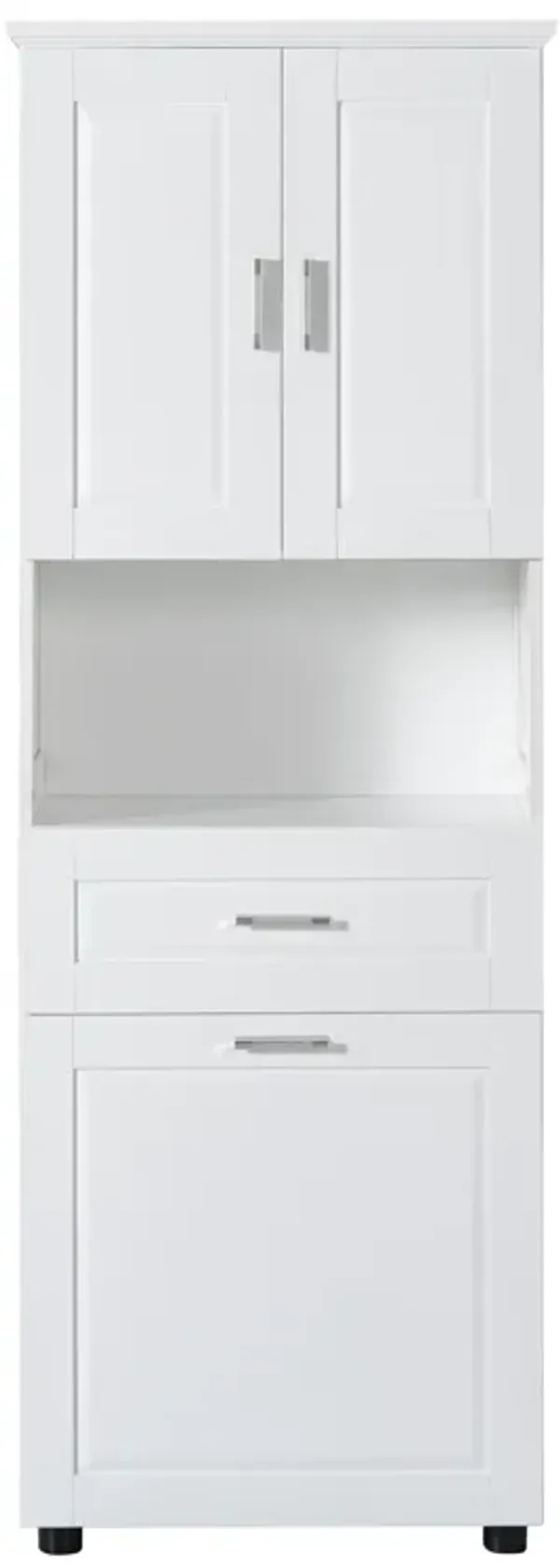 Merax Tall Bathroom Cabinet with Laundry Basket
