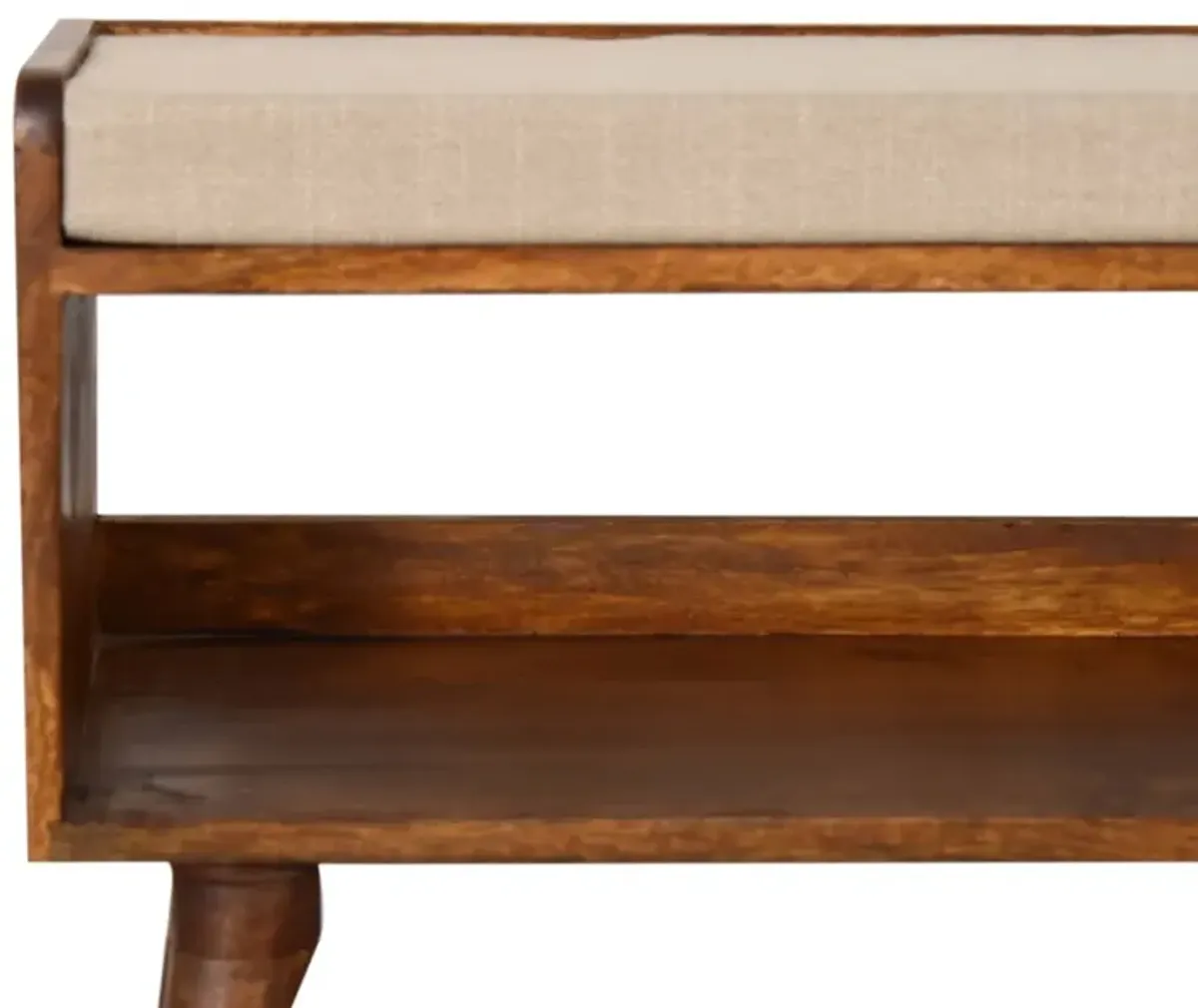 Solid Wood Nordic Chestnut Finish Storage Bench with Seat Pad