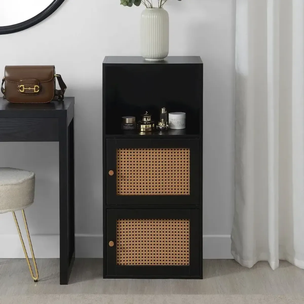 Convenience Concepts Xtra Storage Boho Weave 2 Door Cabinet with Shelf