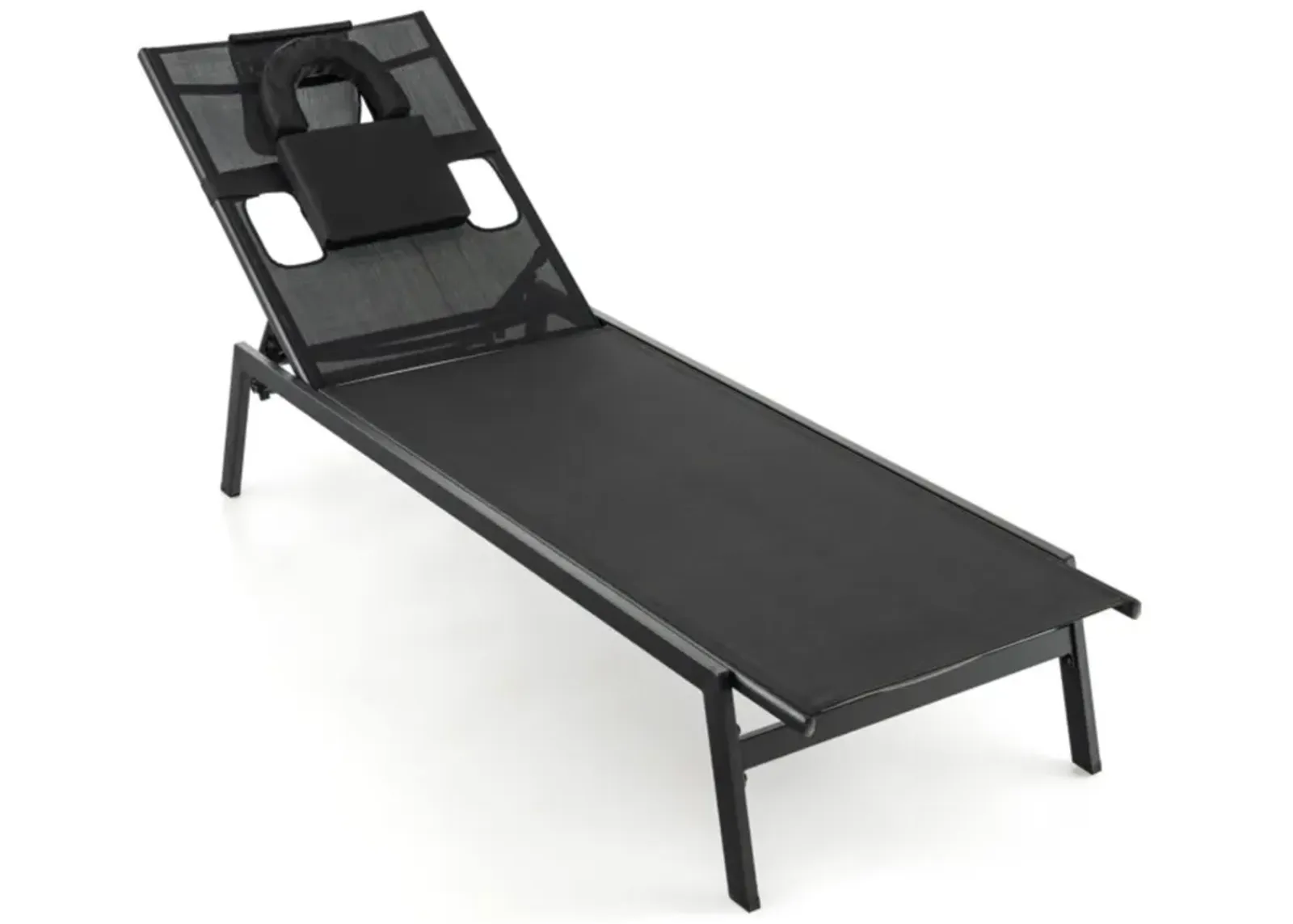 Hivvago Patio Sunbathing Lounge Chair 5-Position Adjustable Tanning Chair-Black