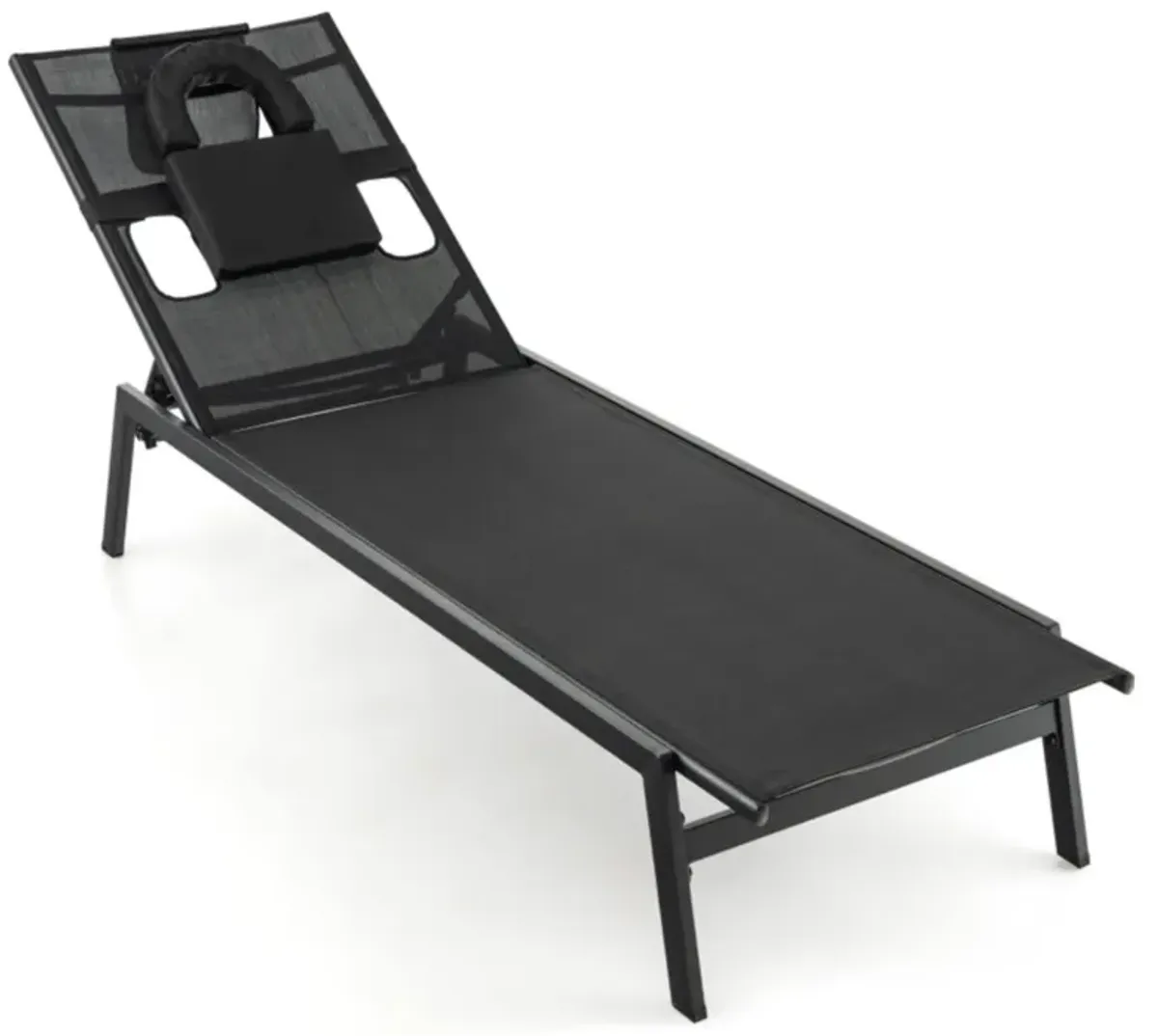 Hivvago Patio Sunbathing Lounge Chair 5-Position Adjustable Tanning Chair-Black