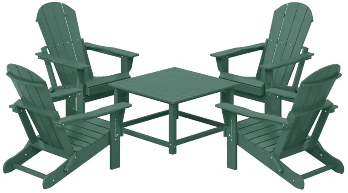 WestinTrends 5-Piece HDPE Adirondack Chair Outdoor Patio Square Table Conversation Set