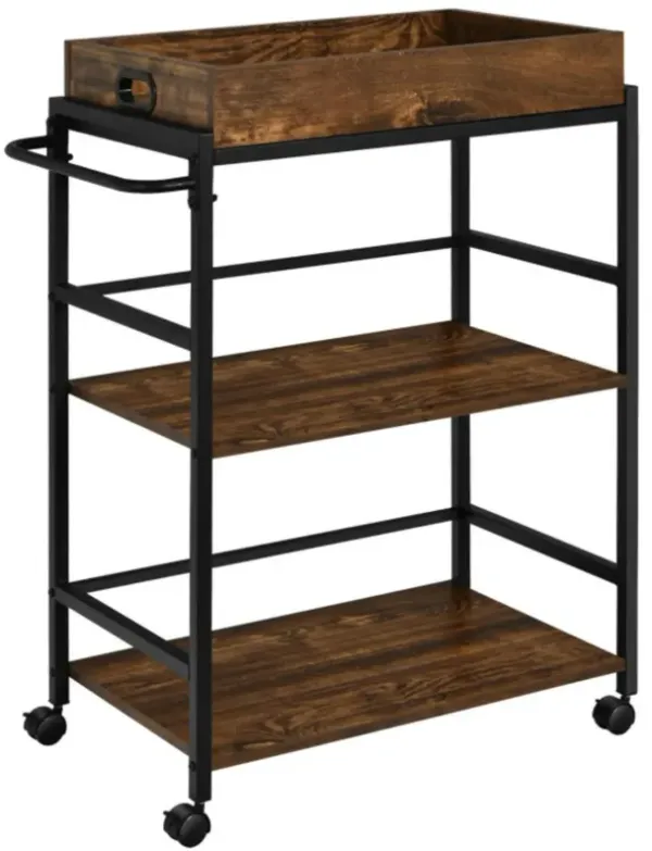 Hivvago 3-Tier Kitchen Serving Bar Cart with Lockable Casters and Handle Rack for Home Pub