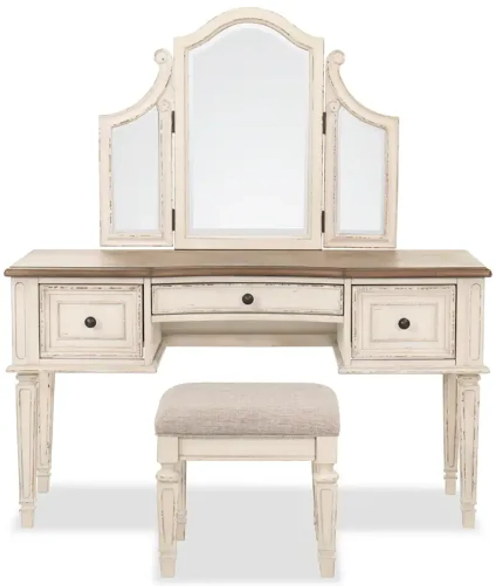 Realyn Vanity, Mirror and Stool Set