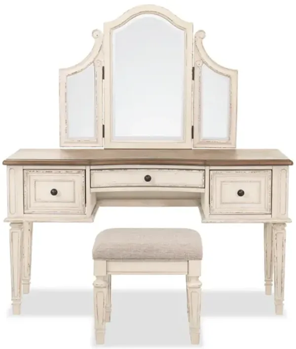 Realyn Vanity, Mirror and Stool Set