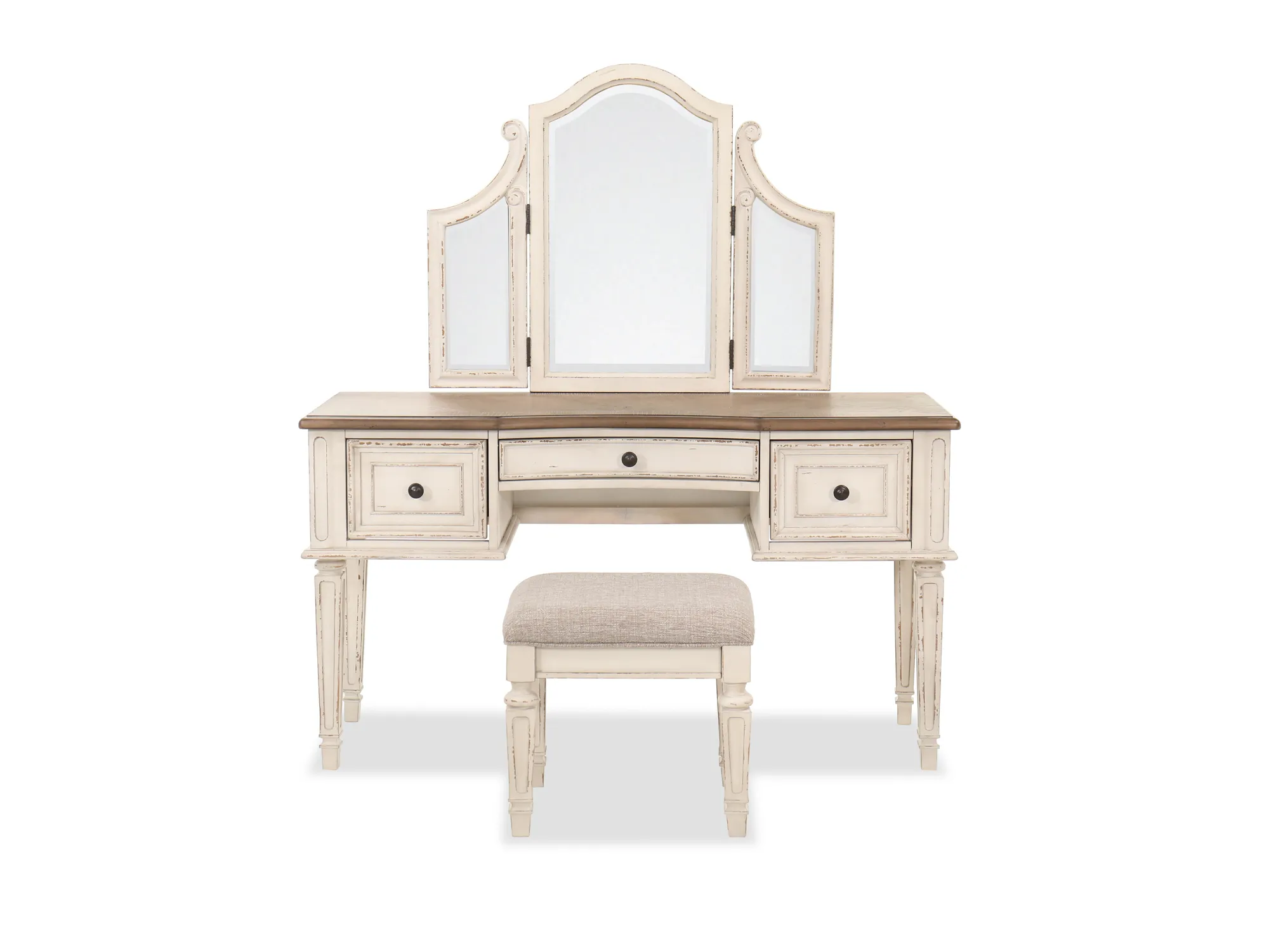 Realyn Vanity, Mirror and Stool Set