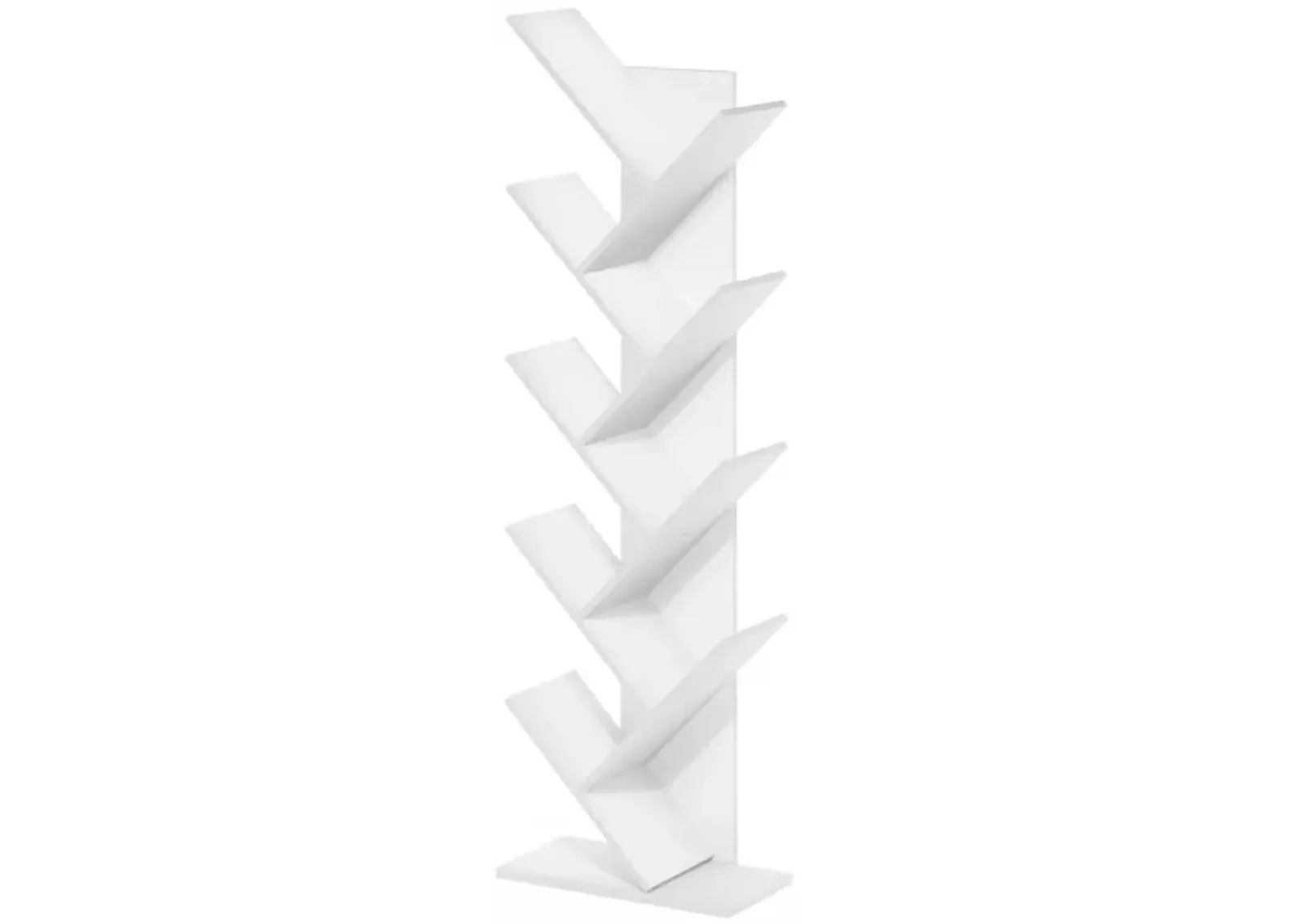 Tree Bookshelf 9-Tier Floor Standing Tree Bookcase, White