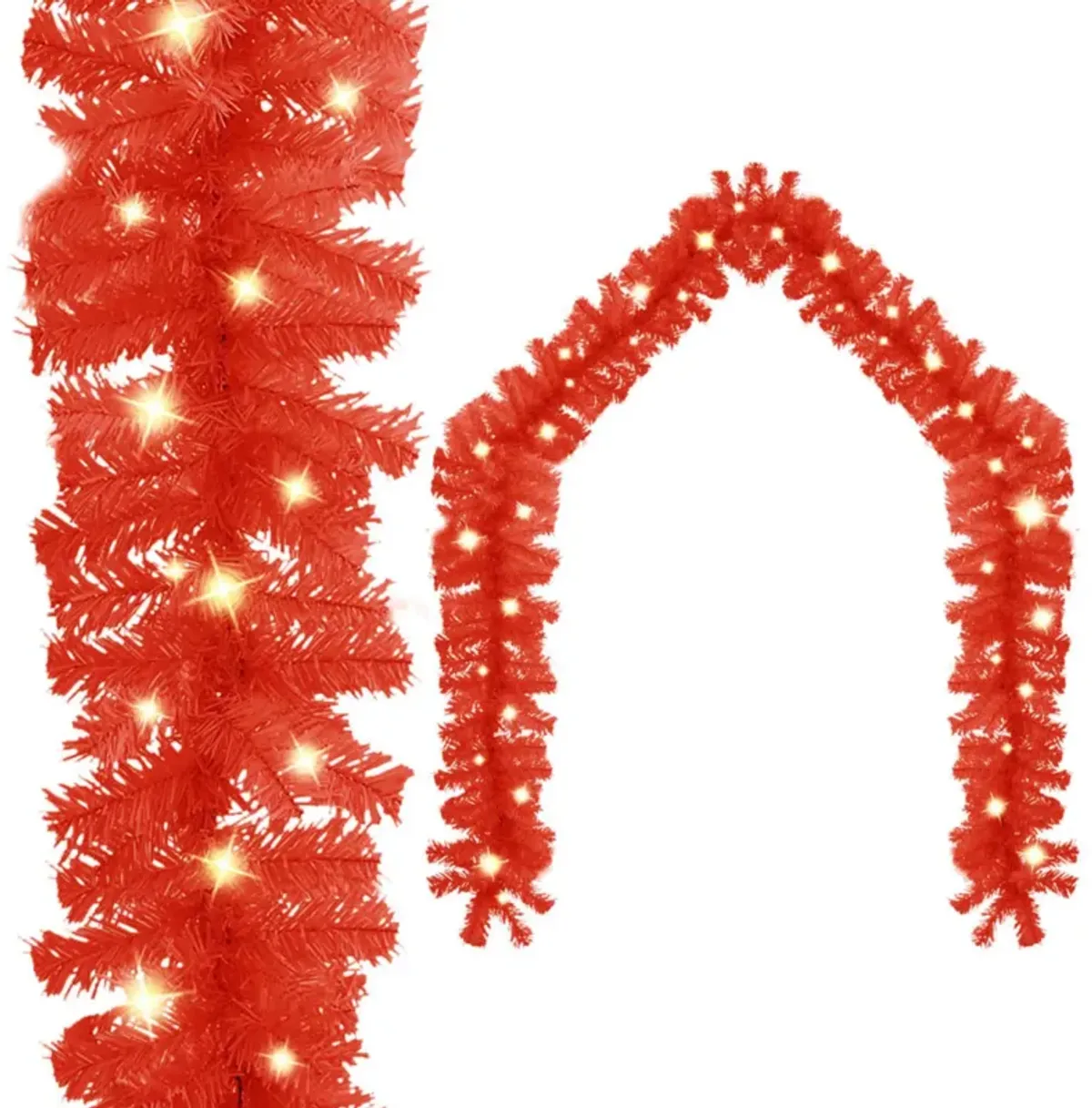 vidaXL Christmas Garland with LED Lights 393.7" Red