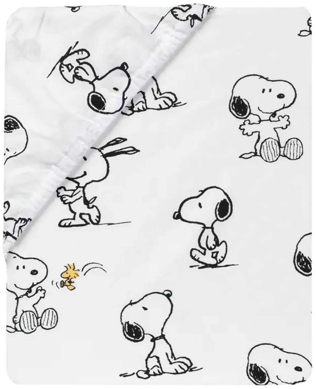 Lambs & Ivy Classic Snoopy 100% Cotton White/Black Fitted Baby Crib Sheet