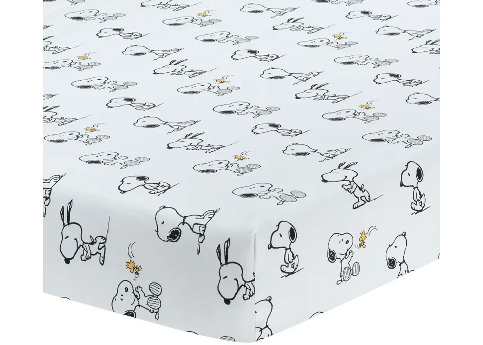 Lambs & Ivy Classic Snoopy 100% Cotton White/Black Fitted Baby Crib Sheet