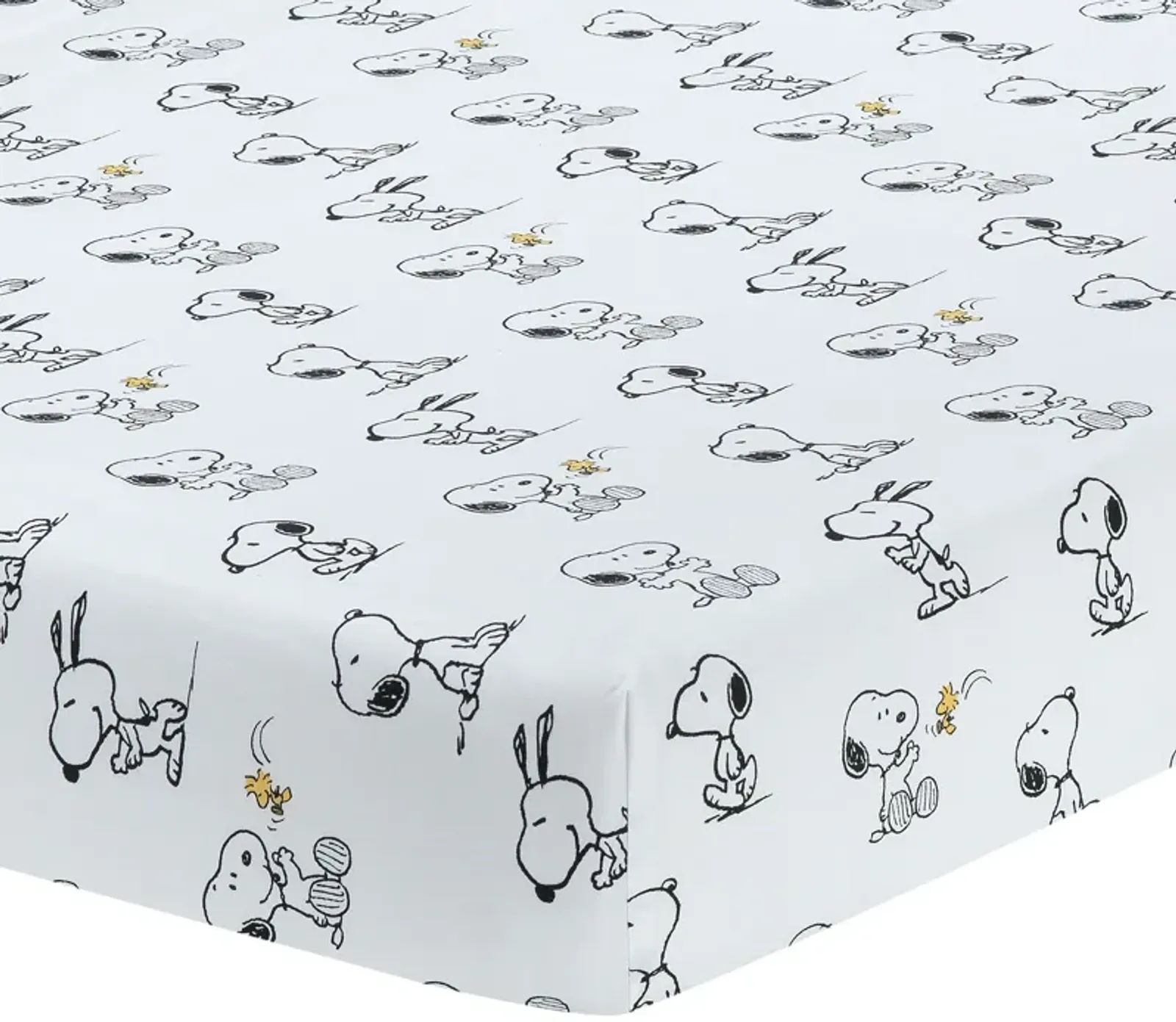 Lambs & Ivy Classic Snoopy 100% Cotton White/Black Fitted Baby Crib Sheet