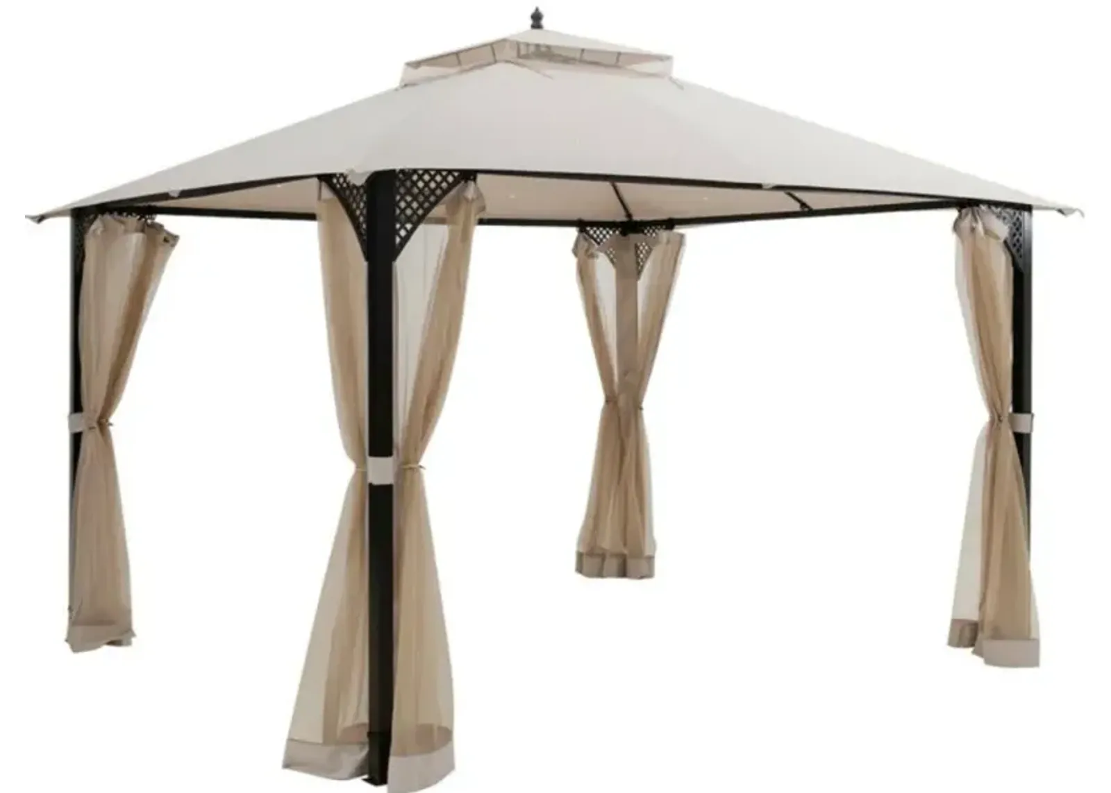 Hivvago 12 x 10 Feet Outdoor Double Top Patio Gazebo with Netting