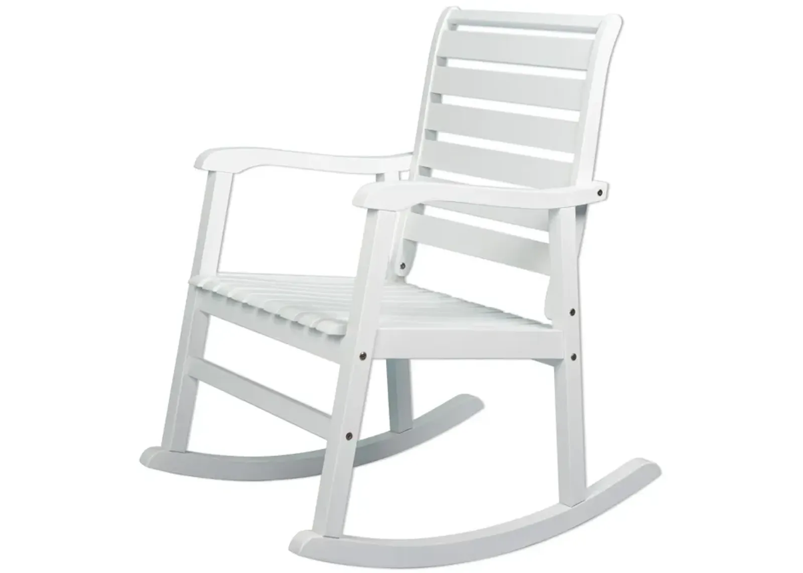 Carey Modern Slat Back Acacia Wood Patio Outdoor Rocking Chair