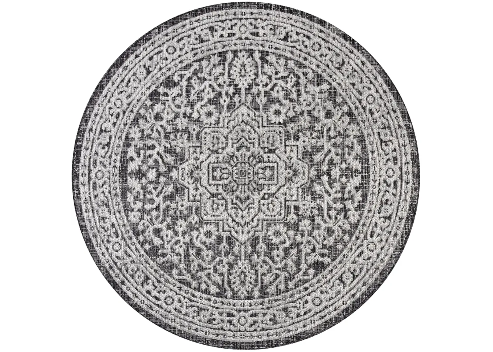 Sinjuri Medallion Textured Weave Indoor/Outdoor Area Rug