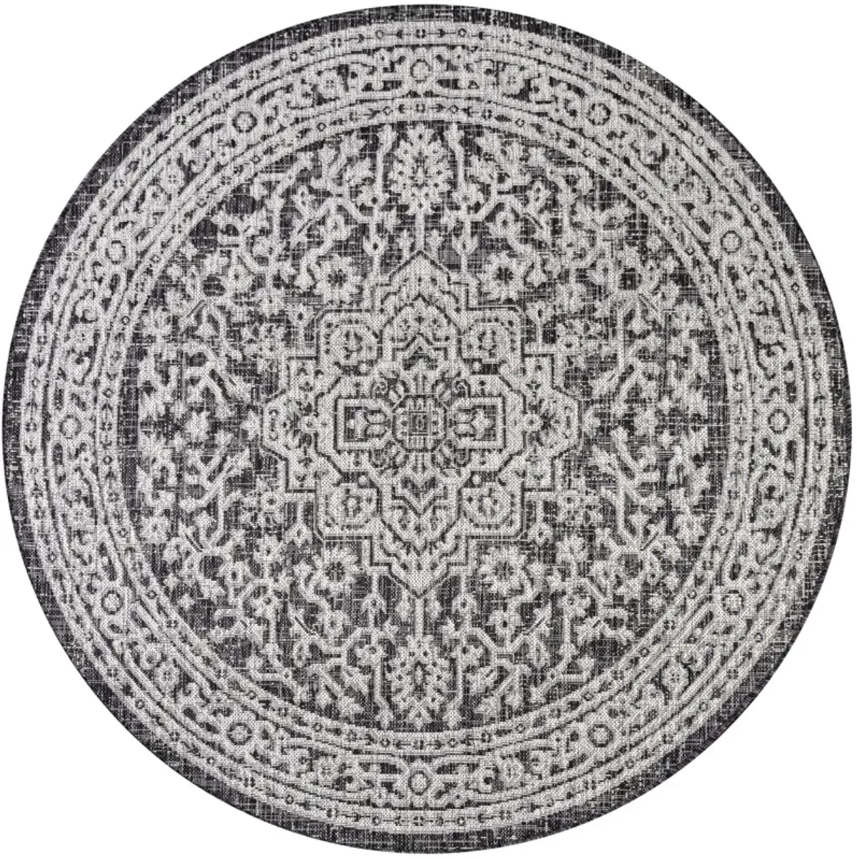 Sinjuri Medallion Textured Weave Indoor/Outdoor Area Rug