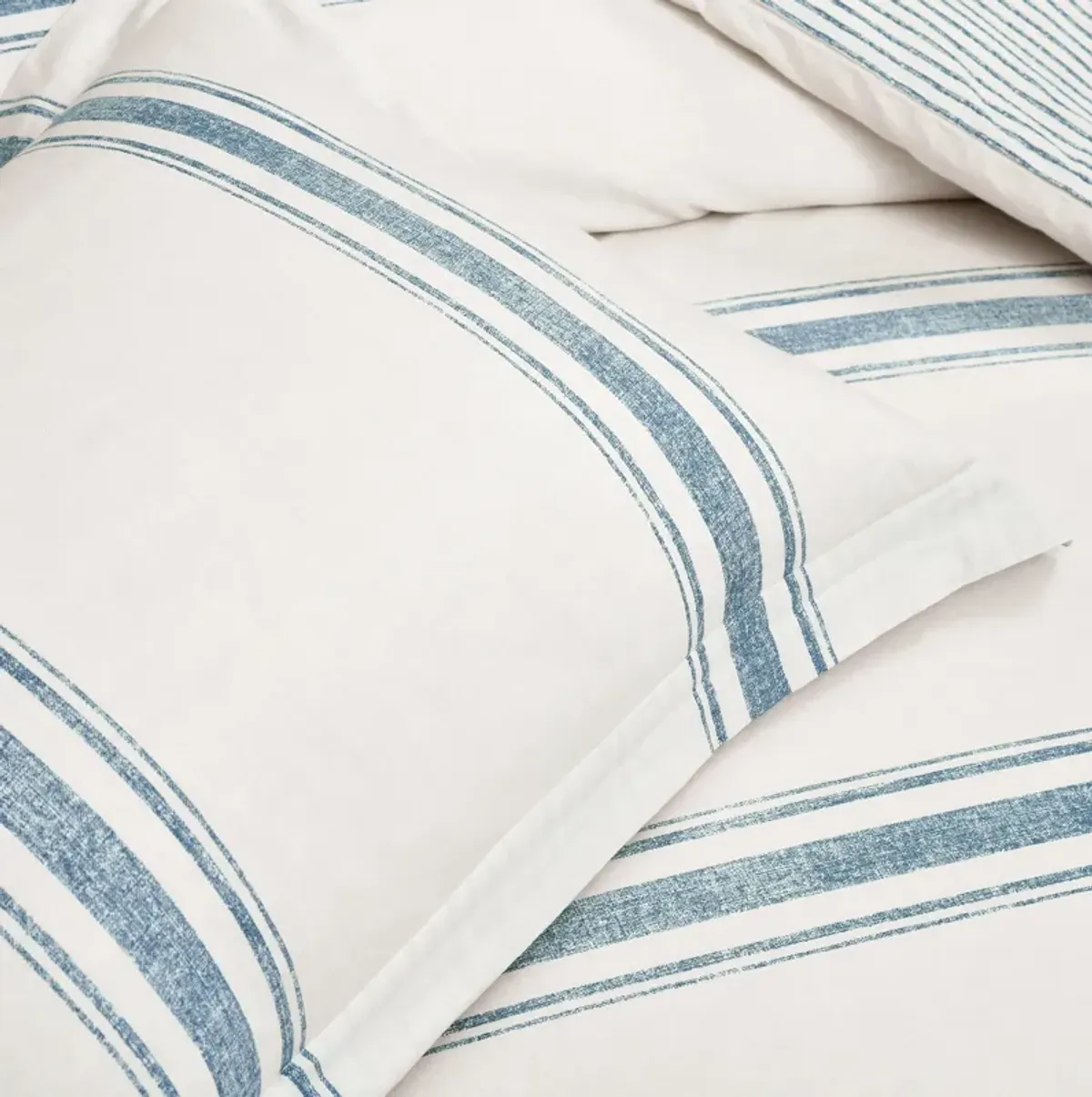 Farmhouse Stripe Cotton Duvet Cover  3Pc Set