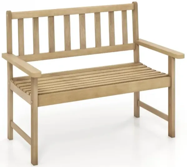 Hivvago Outdoor Teak Wood Garden Bench 2-Person with Backrest and Armrests