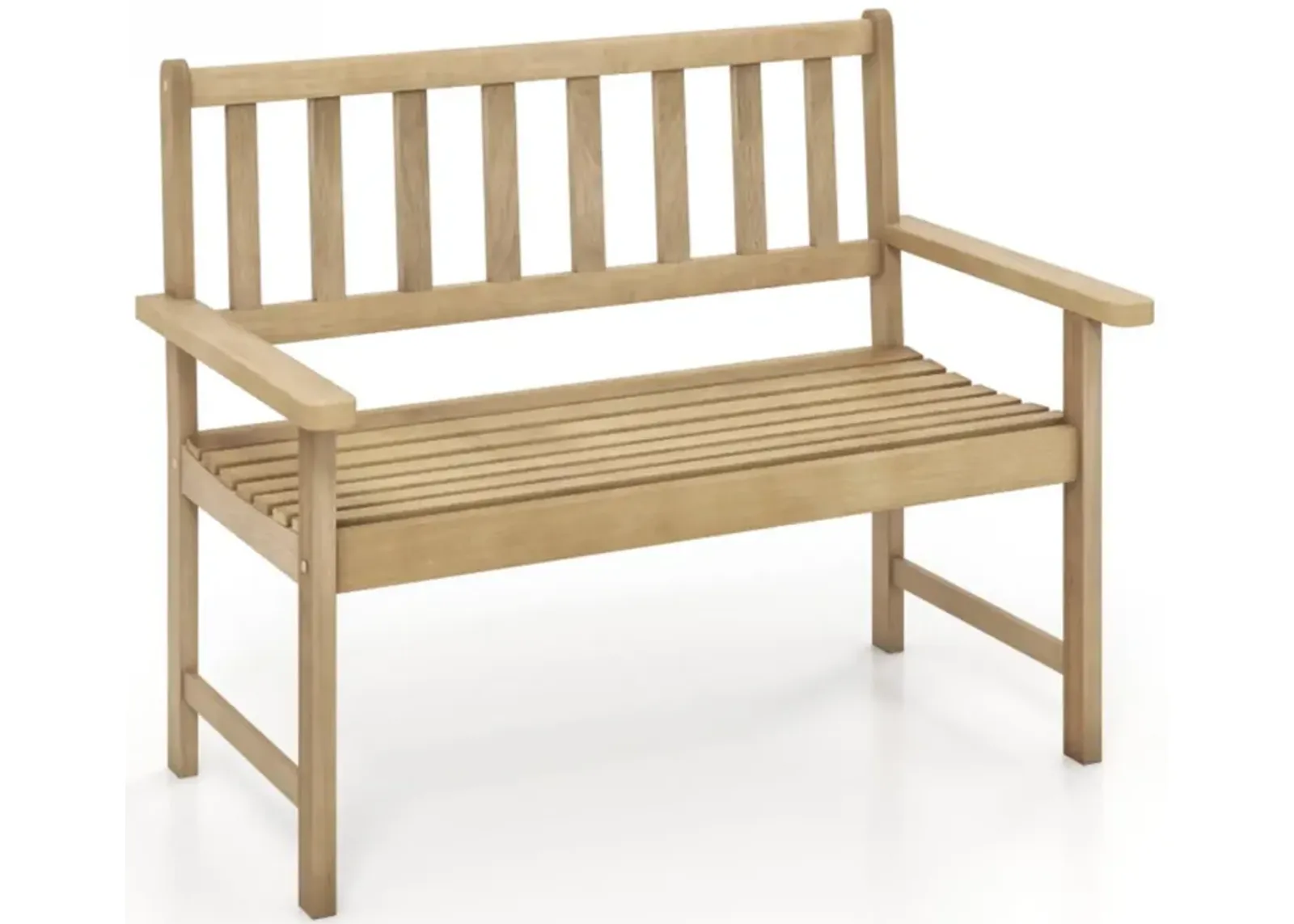 Hivvago Outdoor Teak Wood Garden Bench 2-Person with Backrest and Armrests