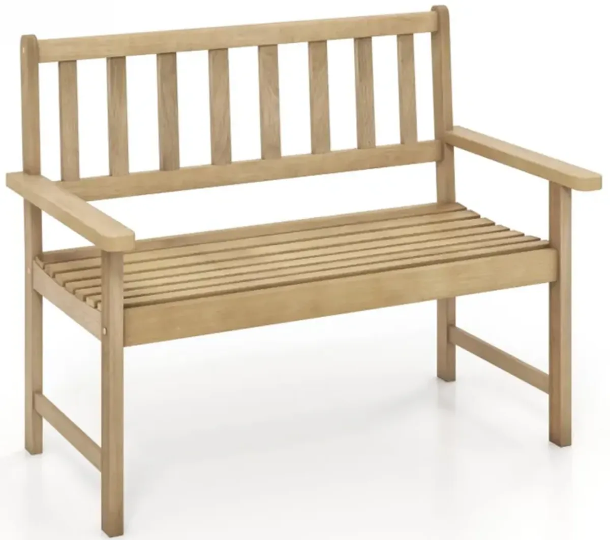 Hivvago Outdoor Teak Wood Garden Bench 2-Person with Backrest and Armrests