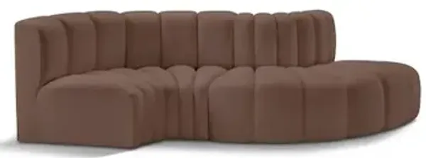 Meridian Furniture Arc Brown Vegan Leather Modular Sofa