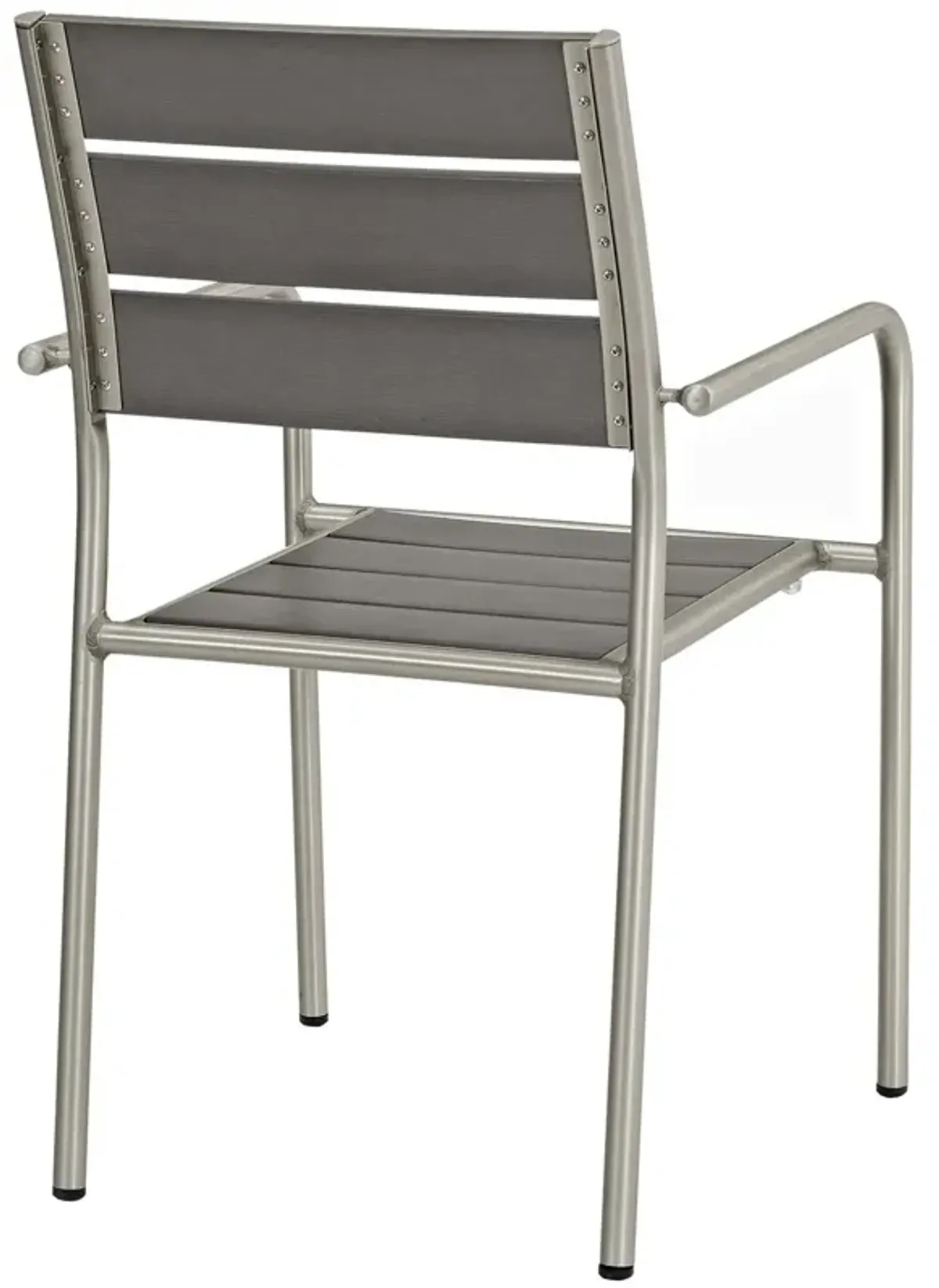 Modway EEI-3203-SLV-GRY-SET Shore Outdoor Patio Aluminum Chair, Two Dining Armchairs, Silver Gray