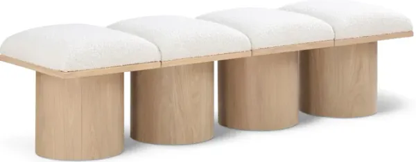 Meridian Furniture Pavilion Cream Boucle Fabric Bench